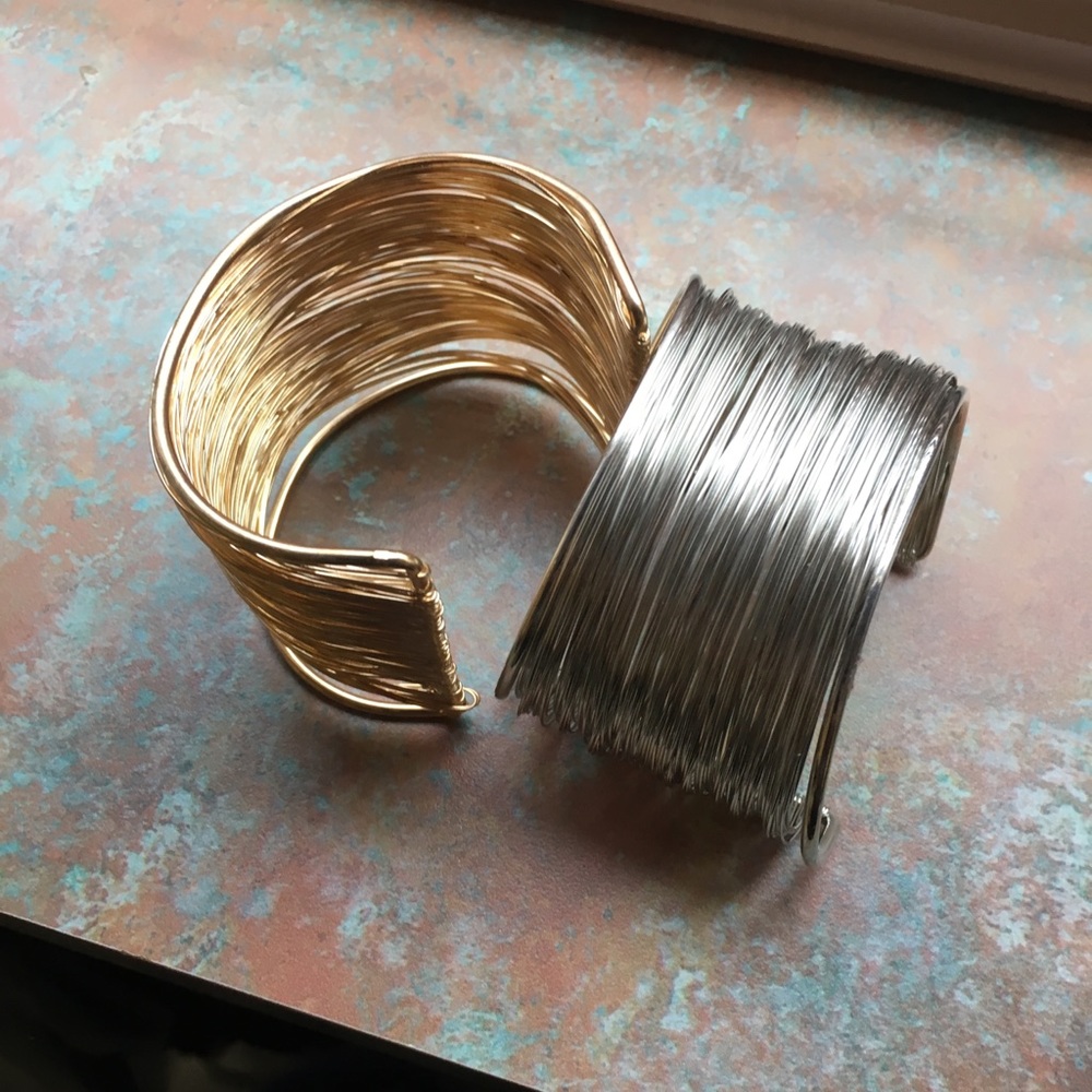 Silver and Gold Wire Cuff